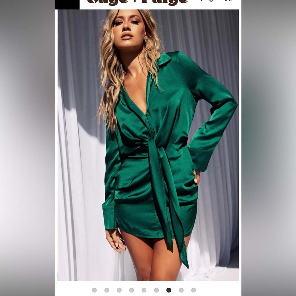 Sage & Paige Satin Green dress - small